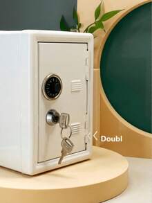 1 Piece All-Metal Password Money Box With Built-In Pull-Out Coin Box + 2 Keys, Simple White Password Key Double Metal Money Box Birthday Gift Money Cabinet Add To The Shopping Cart And You Will Receive Priority Delivery, The Perfect April Fool's Day Gift For Friends And Family, Popular Toys For 1 Euro, Soft And Relaxing Fun Games - White - View 1