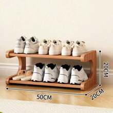 1pc 4-Tier Multifunctional Bamboo Shoe Rack - Tall Narrow Shoe Organizer Rack For Small Spaces, Multipurpose Display Shelf For Entryway, Closet, Corner, Doorway, Space-Saving Shoe Storage, Boxes, Cabinet, Shelves - Khaki - View 4