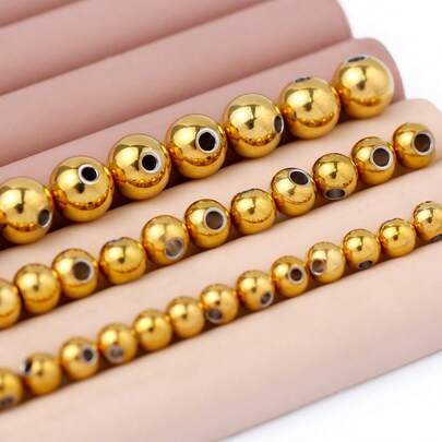 40-100 piezas Componentes para hacer joyas DIY, cuentas sueltas, cuentas redondas de acero inoxidable, cuentas decorativas, suministros de manualidades de cuentas hechas a mano