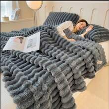 180CM*200CM   Manta de Felpa de Alta Calidad – Extra Suave y Acolchada para Cama y Sofá - Negro - Ver 2