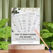 1pc Sketch Drawing Pad, Basic Sketching Practice, Quick Guide To Sketching Various Plants, Flower & Plant Drawing, Simple And Easy To Use, Suitable For Beginners (Pen Not Included) - Single Piece - View 1