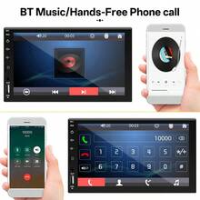 HIPPCRON 7英寸单DIN车载MP5播放器，高清触摸屏多媒体播放器，支持FM、AUX、USB和MirrorLink，安装简便 - 不含方向盤控制器和後視攝像頭 - 查看 4