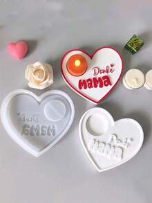 1 khuôn nến hình trái tim, khuôn thạch cao tự làm với dòng chữ "Cảm ơn mẹ", thích hợp làm quà tặng Ngày của Mẹ và quà sinh nhật cho mẹ. - Một kích cỡ phù hợp cho tất cả - Xem 1