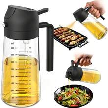TrendPlain 16oz/470ml Glass Olive Oil Sprayer For Cooking – 2 In 1 Olive Oil Dispenser Bottle For Kitchen Gadgets And Air Fryer Accessories, Salad, BBQ - Black - 查看 1