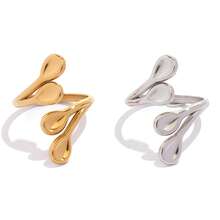 Frminee 2pcs/1pc Simple Geometric Women's 18k Gold-Plated Stainless Steel Ring, Thick And Stackable Band, Suitable For Everyday Wear And Vacation Wear - Multicolor - View 7