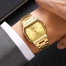 Reloj de cuarzo clásico de alta calidad para hombres Skmei 2638, con correa de acero inoxidable original y resistente al agua, diseño sencillo - Unitalla - Ver 7