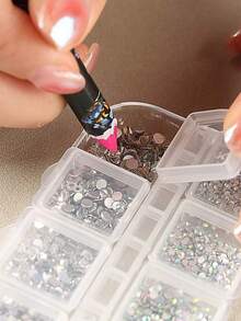 Multi-Size AB Crystal Rhinestone Nail Art Decoration Set, Flat Back Transparent Crystal Rhinestones DIY Nail Decor With Nail Wax Pencil, Tweezers And Other Nail Art Supplies - Multicolor - View 11