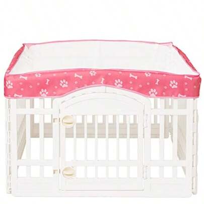 Cubierta superior de malla para perro para corrales de 914 cm con 4 paneles cubierta de caja para perros cubierta de pluma de juego para cachorros ideal para uso en interiores y exteriores conexiones de . Nota: parque infantil no incluido. Rosa