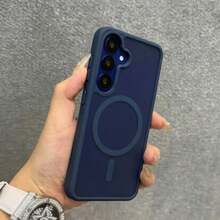 Funda protectora de carga inalámbrica magnética para Galaxy A07 A17 S25 FE S24 S23 S22 S21 Ultra Plus A16 A56 A36 A55 A35, cubierta trasera dura transparente antideslizante mate - Azul - Ver 4