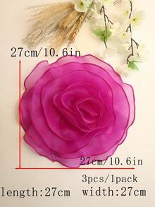 超大纯色欧根纱多层褶边布花，简约设计，适合 DIY 服装、婚纱、服装配饰 - 多色 - 查看 32