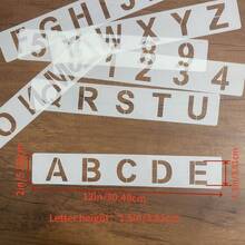 Bộ 7 khuôn vẽ chữ cái và số, kích thước 2*12 inch, có thể tái sử dụng, bao gồm 26 chữ cái tiếng Anh và 10 chữ số, thích hợp cho sổ lưu niệm, sinh nhật, đám cưới, đồ thủ công DIY. - Bộ - Xem 2