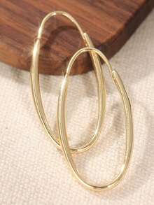 1 Pair Classic Minimalist Gold Hoop Earrings, Women's Daily & Party Jewelry, Creative Earrings Suitable For All Occasions, Perfect Holiday Gift - Gold - View 7