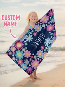 Personalized Children's Beach Towel, Perfect Summer Birthday Gift, Suitable For Various Summer Occasions. Customizable Beach Towel And Accessories, Applicable For Beach, Swimming Pool, Travel, Camping, Yoga And Other Scenarios. - Multicolor - View 8