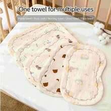 1个婴儿棉纱布平枕，新生儿0-12个月防吐口水拍嗝巾枕 - 彩色 - 查看 3