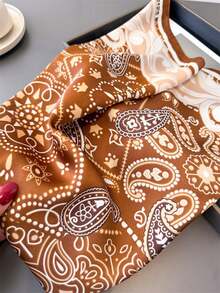 1pc Women's Geometric Print Bandana Scarf, Silk Headband, Neck Scarf, Suitable For Daily Use - Multicolor - View 3