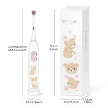 1PC Rotating Electric Toothbrush With 4 Brush Heads, Contains 2 AAA Batteries, Smart Clean Battery Powered Electric Toothbrush, Soft, A Variety Of Patterns - White - View 2