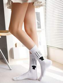 1/3/4 đôi tất cổ ngắn mới với họa tiết động vật dễ thương như bò, mèo, chân hổ, và các loại tất dài sáng tạo dành cho nam và nữ. - Nhiều màu - Xem 7