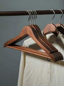 2pcs/5pcs/8pcs Peach Wood Hangers, Suitable For Suits & Shirts, Great For Hotel Bedroom Closet Storage - Multicolor - View 2