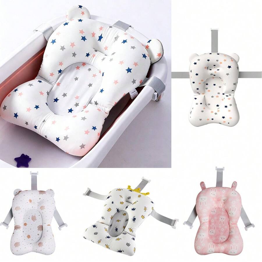 1pc Baby Bath Mat, Sit & Lie Newborn Bathing Mat, Cute Printed Anti-Slip Baby Bath Mat, Bathing Supplies - Multicolor - View 1