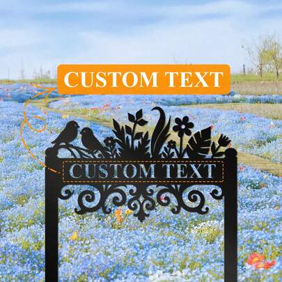 1pc Customized Metal Flower & Bird Garden Stake, Floral Garden Metal Stake With Bird Decor, Personalized Garden Decoration, Valentine's Day Gift, Wedding Season Decor, Mother's Day Gift, Spring/Summer Garden Stake