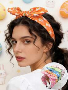 1pc Cute Easter Egg & Rabbit Print Bow Headband, Fashion Party Accessory - Multicolor - View 12