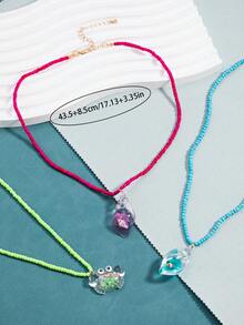 极简主义米珠可爱螃蟹贝壳项链，时尚颈饰 - 均碼 - 查看 5