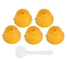 Paquete de 5 filtros reutilizables para cápsulas de café - PP alimentario y acero inoxidable 304, recargables y respetuosos con el medio ambiente (amarillo), accesorios para el servicio de café - Ver 1
