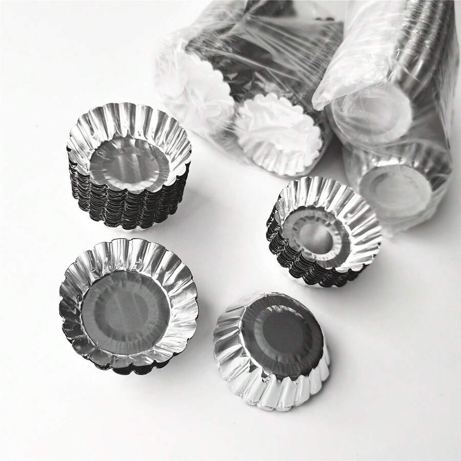 200pcs Chrysanthemum Cups, Round Aluminum Foil Bowls, Chrysanthemum Cup Baking Desserts, Snack Mold - View 1