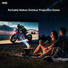 AOC Mini Projector With WiFi And Bluetooth, Portable Full HD 4K Projector With 180° Rotation Adjustment, 8000 Lumens, 220 ANSI Lumens, Automatic Keystone Correction, Home Projector For Phone/Laptop - White - View 5