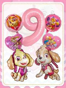 Paw Patrol Skye Themed Pink Aluminum Foil Balloons Set – 1-9 Number Balloons, Heart & Paw Print Balloons, 2 Styles Of Skye Character Balloons – Reusable Mylar Balloons For Birthday Party, Event Decorations, Photo Booth Props – High-Gloss, Party Supplies Ideal For Theme Celebrations & Shop Displays - Skye Balloon - View 19