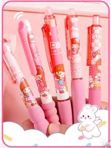 12/24pcs Cute Rabbit Story Erasable Gel Pen Set, Blue Ink, Soft Grip, Animal Theme Stationery, Office Supplies, Back To School Essential Delicate Gift - Cute Rabbit Story Erasable Pen - View 2