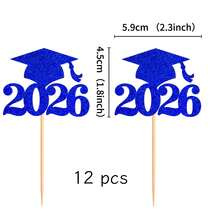 2026届毕业蛋糕装饰，高中、大学、研究生毕业派对蛋糕装饰，毕业纸杯蛋糕装饰，毕业派对迷你蛋糕装饰，食品签 - 彩色 - 查看 13