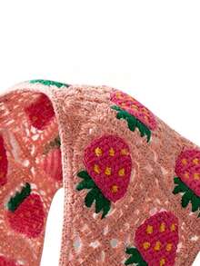 1pc Strawberry Embroidered Bandana Scarf, Cute Pastoral Style Head Wrap For Women, Suitable For Outdoor, Beach, Picnic, Travel Summer Hair Accessories Beach Hair Bands Vacay Headband - Multicolor - View 5