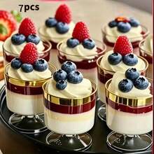 Bộ 7 cốc nhựa đựng tráng miệng tái sử dụng, thích hợp cho kem, mousse, pudding, dùng trong các cửa hàng tráng miệng, tiệc sinh nhật, bàn tráng miệng đám cưới, các buổi họp mặt và nhiều dịp khác. - Xem 8