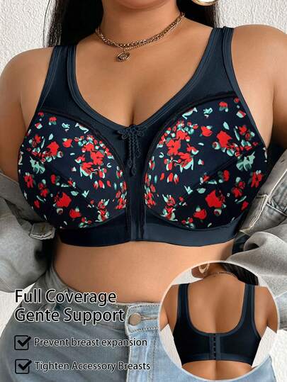 大码舒适前扣式无钢圈文胸