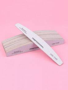 7pcs Grey Crescent Shaped Thin Nail Files 180/240 Grit Wooden Manicure Tools - Light Grey - View 2