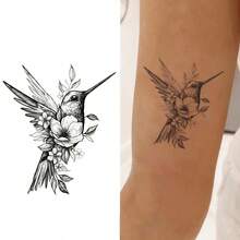 Temporary Tattoo Technology, Bird Design, Creative Realistic Tattoo Sticker, Lasts 1-2 Weeks, Delicate Tattoo Design, Interesting Tattoo Experience, Tattoo, Tattoo - Black - View 1