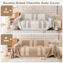 Gugxiom Funda de Sofá Chenille de Doble Cara Fundas de sofá para Perros y Gatos Cubre Salas esquineras en L para sofá de 3 plazas 2 plazas y 1 Plaza marrón Claro 180 * 260cm - Marrn Claro - Ver 3