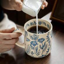 1 pieza Taza retro con estampado floral, taza para el desayuno, taza para café/leche para el hogar - Multicolor - Ver 8