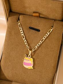 1pc Copper Inlaid Zirconia Elegant Cartoon Enamel Honey Pot Pendant Necklace, Suitable For Girls/Boys/Family/Friends, Multifunctional, Luxury, Party, Banquet, Holiday, Christmas, Thanksgiving, Halloween, Gift - Yellow Gold - View 3