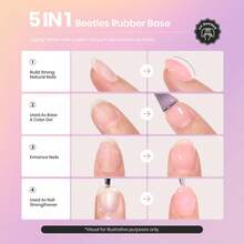 Beetles Rubber Base Gel Nail Polish, 6 Colors Nude Gel Polish Pink Peach Neutral Sheer French Tips Base Colors - 6Pcs Pastel Rubber Base Coat - 查看 3