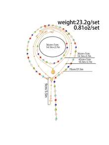 4pcs/Set Bohemian Style Rhinestone Inlaid Cross, Coin, Badge Pendant Y-Necklace, Luxury Elegant Daily Casual, Party, Couple Date, Women's Festival Birthday Versatile Jewelry Gift - Necklace - View 5