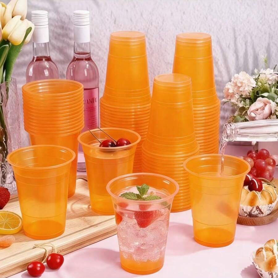Reusable Thick Beverage Cup, Cute Orange Color Suitable For Bachelorette Party, Bridal Shower, Kitchen, Dining Room And Living Room; Perfect Gift For Holding Coffee, Tea, Milk, Juice - View 1