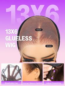 MEGALOOK 13x6 Lace Max Wig Deep Curly With Finger Coil Ends Three-Go™ Real Glueless Human Hair Wig Transparent Lace Frontal Pre Plucked Hairline Pre-Bleached Knots Jerry Curl Human Hair Wig With Drawstring 180% Density 18-30inch - Natural Black - View 4