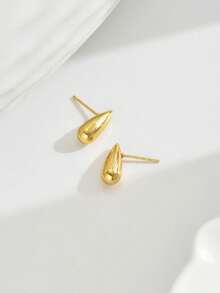 1 Pair Fashionable Smooth Chili Pepper Water Drop Stainless Steel Stud Earrings, Minimalist Versatile For Women, Suitable For Holidays And Parties - Earrings - View 6