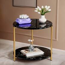 EZIFY Double-Tier Round Side Table, Minimalist Accent Table, Dual-Purpose Indoor Outdoor Table With Metal Reinforcement, Easy Assembly For Bedroom Living Room - White - View 4