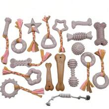 1件/5件/8件随机款式小型犬咀嚼玩具，小型犬猫牙齿护理绳索玩具，缓解无聊互动宠物玩具（随机款式）S，咀嚼玩具套装，小型犬玩具（随机款式） - 灰色 - 查看 5