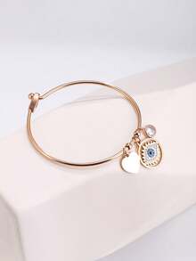 1pc Fashionable Classic Stainless Steel Zirconia Inlaid Beautiful Heart Decor Pendant, Small Diamond Pendant Bracelet Jewelry Accessory - Multicolor - View 6