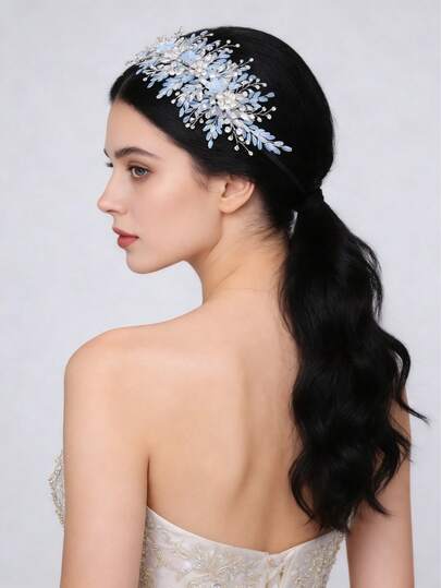 Elegantes accesorios para el cabello de cristal plateado, diadema nupcial de estilo soñador, decoración para el escenario de bodas y fiestas, ornamento para el cabello de estilo campestre para mujeres