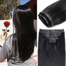 8pcs Seamless Clip In Hair Extensions, 18 Clips, 24inch Straight Hair Synthesis Hair Clip In Extensions For Women PU Clip In Synthesis Hair Hairpiece, Easy To Wear And Disassemble - Multicolor - View 1
